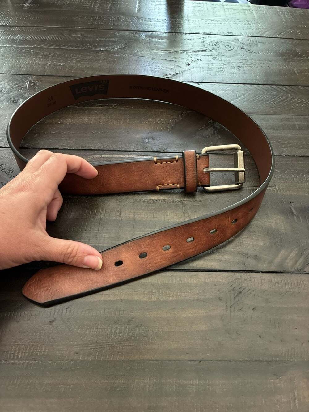 Levi's Men's Brown Synthetic Leather Casual Belt with Roller Buckle